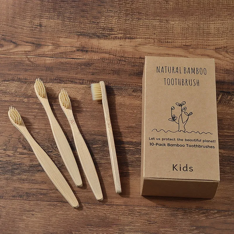 10 pcs Kids Eco Friendly Bamboo Toothbrush Soft Bristles