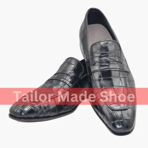 Artisan-Made Black Leather Shoes - Timeless Slip-On Style - Classic Formal Style Bespoke Handmade Premium Quality Shoes Loafers Men's Shoes