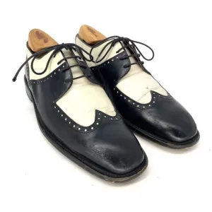Brass Boot Vintage Wing Tip Black White Dress Shoes Mens Size 11