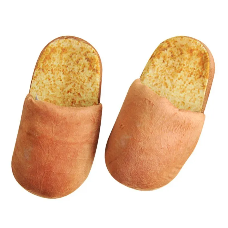 Bread-Shaped Winter Plush Cotton Slippers: Non-Slip, Warm