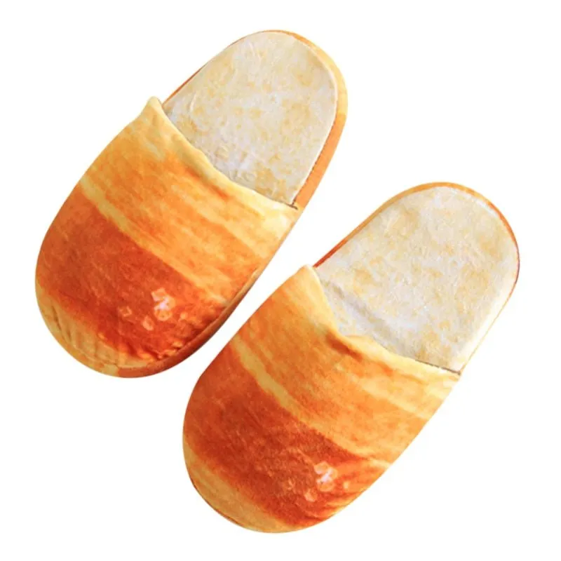 Bread-Shaped Winter Plush Cotton Slippers: Non-Slip, Warm