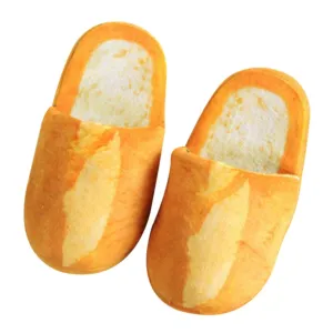 Bread-Shaped Winter Plush Cotton Slippers: Non-Slip, Warm