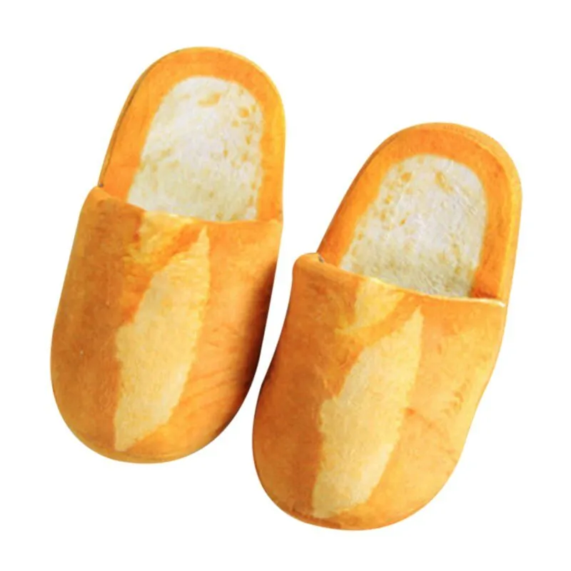 Bread-Shaped Winter Plush Cotton Slippers: Non-Slip, Warm