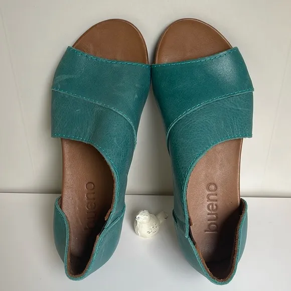 Bueno Tanner D'orsay Leather Slide Sandals/Turquoise Size 39 🆕