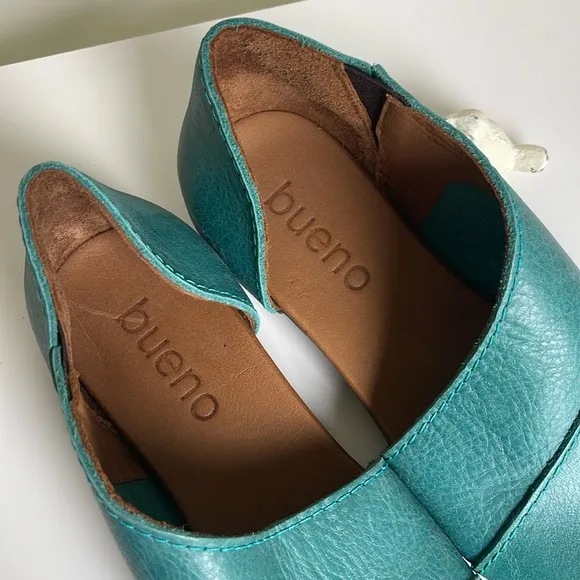 Bueno Tanner D'orsay Leather Slide Sandals/Turquoise Size 39 🆕