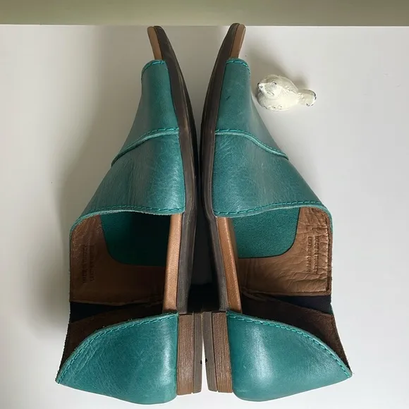 Bueno Tanner D'orsay Leather Slide Sandals/Turquoise Size 39 🆕