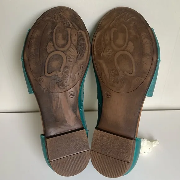 Bueno Tanner D'orsay Leather Slide Sandals/Turquoise Size 39 🆕