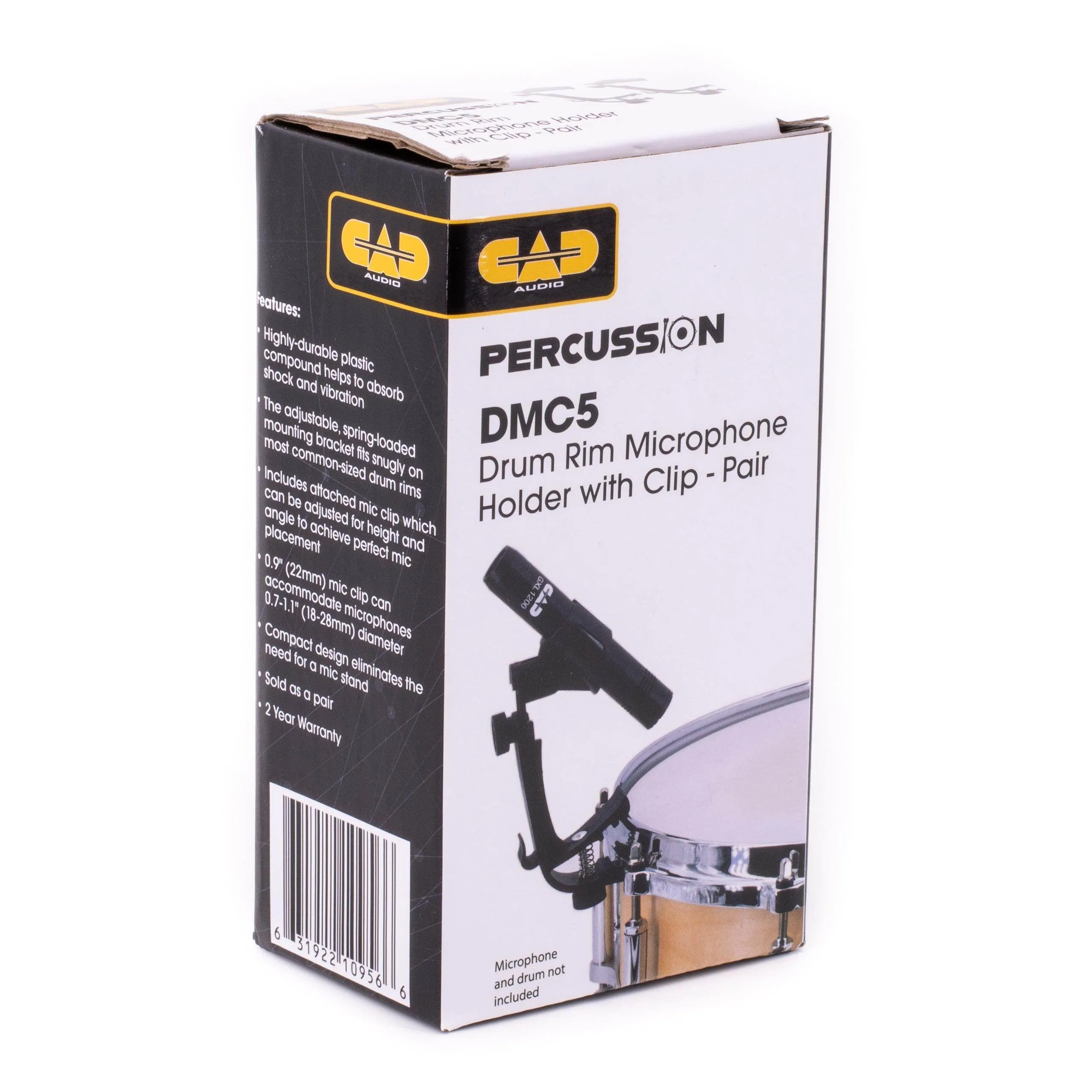 CAD ABS Drum Rim Microphone Holder ~ Pair, Black