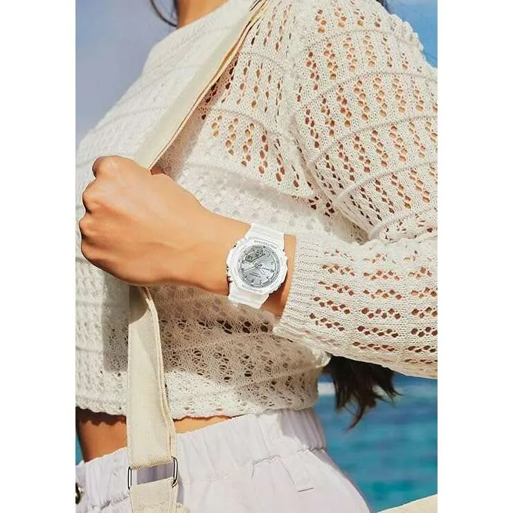 CASIO G-SHOCK ANALOG DIGITAL WHITE & SILVER LADIES WATCH GMA-P2100VA-7AJF