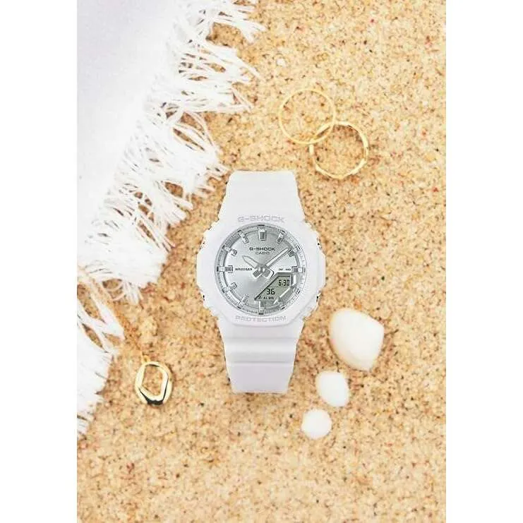CASIO G-SHOCK ANALOG DIGITAL WHITE & SILVER LADIES WATCH GMA-P2100VA-7AJF