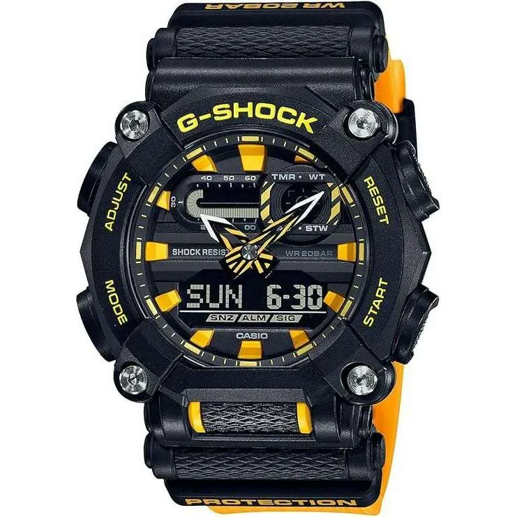 CASIO G-SHOCK BLACK & YELLOW ANALOG DIGITAL MEN WATCH GA-900A-1A9JF
