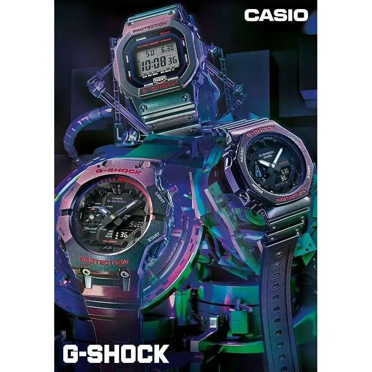 CASIO G-SHOCK BLUETOOTH ANALOG DIGITAL DIAL PURPLE & GREEN MEN WATCH GA-B001AH-6AJF