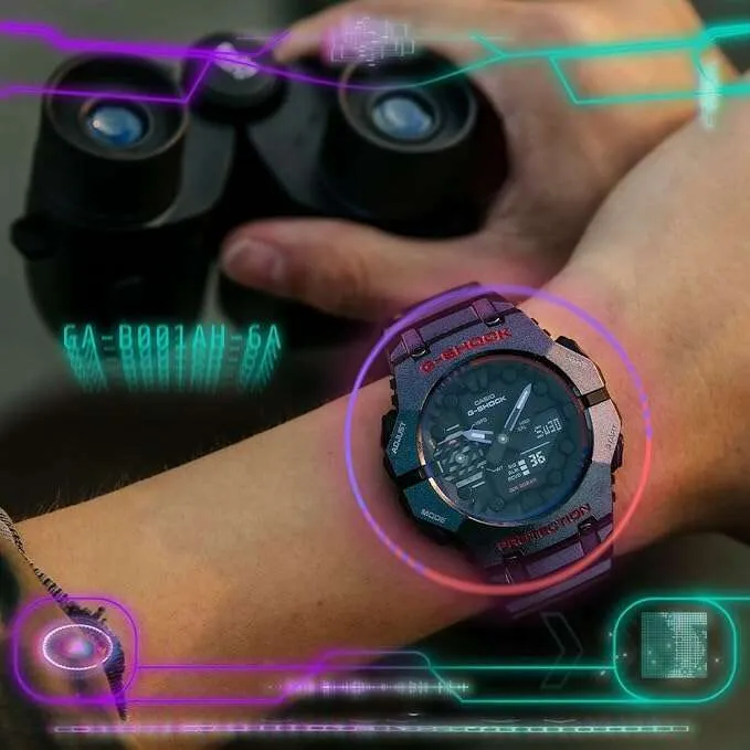 CASIO G-SHOCK BLUETOOTH ANALOG DIGITAL DIAL PURPLE & GREEN MEN WATCH GA-B001AH-6AJF