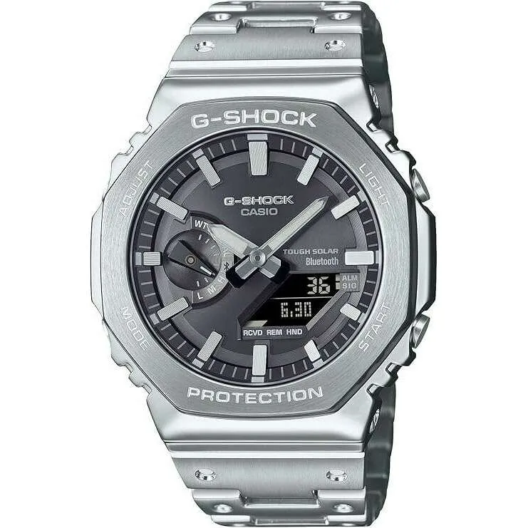 CASIO G-SHOCK BLUETOOTH FULL METAL SOLAR SILVER & BLACK MEN WATCH GM-B2100SD-1AJF