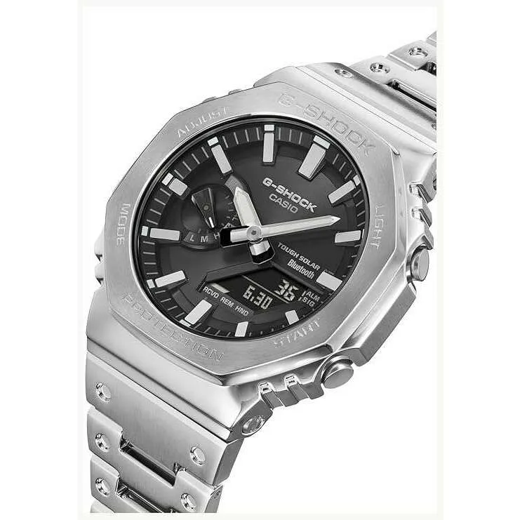 CASIO G-SHOCK BLUETOOTH FULL METAL SOLAR SILVER & BLACK MEN WATCH GM-B2100SD-1AJF