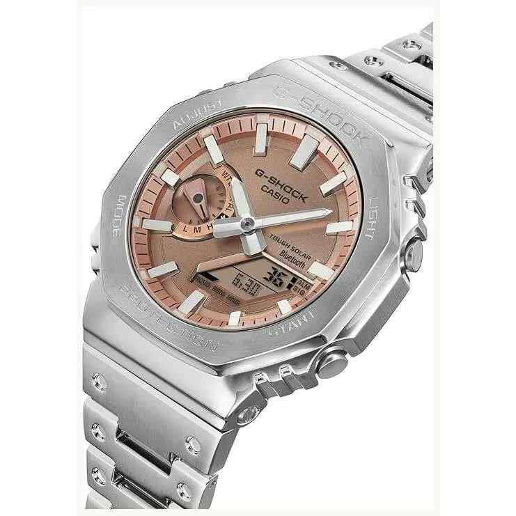 CASIO G-SHOCK BLUETOOTH FULL METAL SOLAR SILVER & COPPER MEN WATCH GM-B2100AD-5AJF