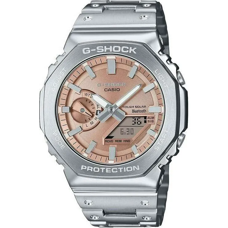 CASIO G-SHOCK BLUETOOTH FULL METAL SOLAR SILVER & COPPER MEN WATCH GM-B2100AD-5AJF