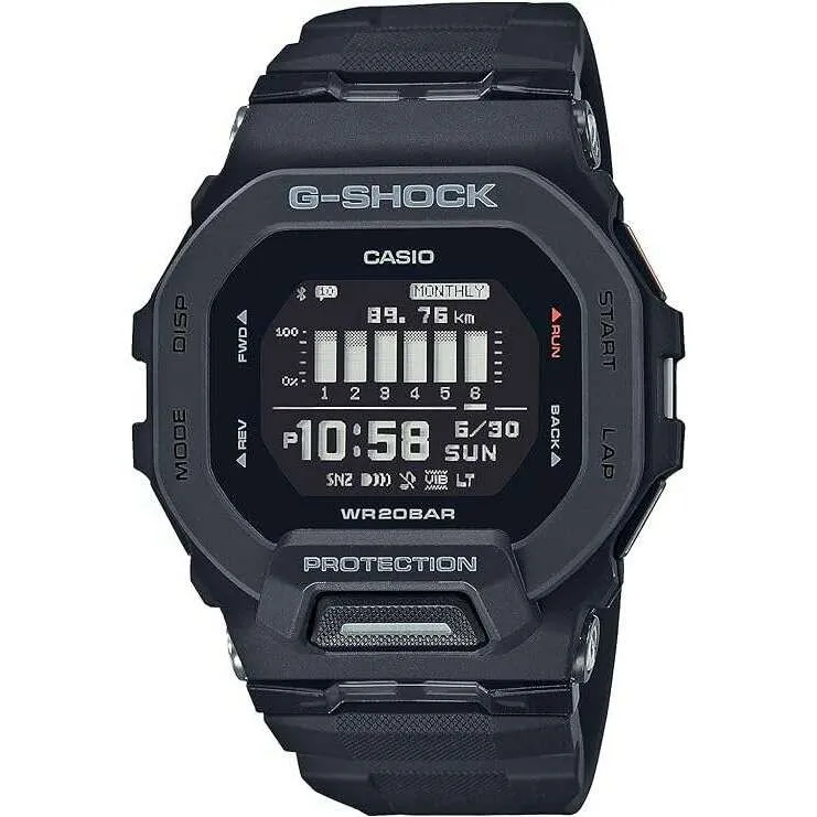 CASIO G-SHOCK DAY-DATE ALL BLACK RESIN STRAP DIGITAL DIAL MEN WATCH GBD-200-1JF