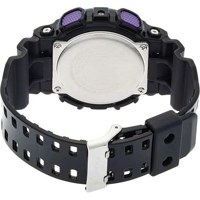 CASIO G-SHOCK DAY-DATE BLACK RUBBER STRAP BLUE/PURPLE DIAL MEN WATCH GA-110HC-1AJF