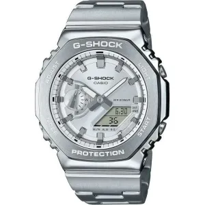 CASIO G-SHOCK DAY-DATE METAL BEZEL & STRAP ANALOG DIGITAL DIAL SILVER MEN WATCH GM-2110D-7AJF