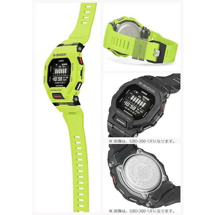 CASIO G-SHOCK DAY-DATE YELLOW RESIN STRAP DIGITAL DIAL MEN WATCH GBD-200-9JF