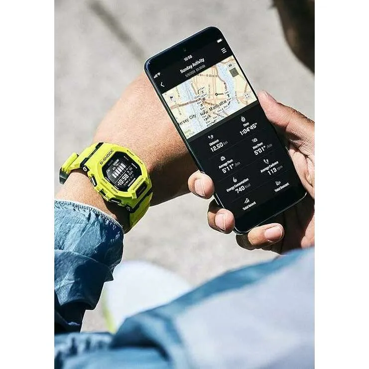 CASIO G-SHOCK DAY-DATE YELLOW RESIN STRAP DIGITAL DIAL MEN WATCH GBD-200-9JF
