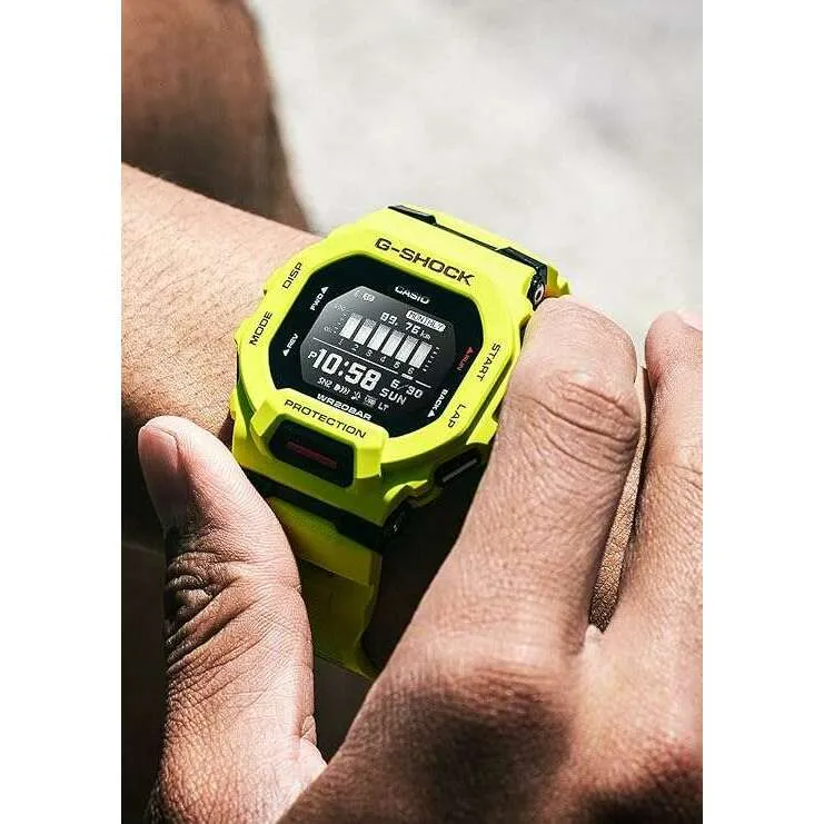 CASIO G-SHOCK DAY-DATE YELLOW RESIN STRAP DIGITAL DIAL MEN WATCH GBD-200-9JF