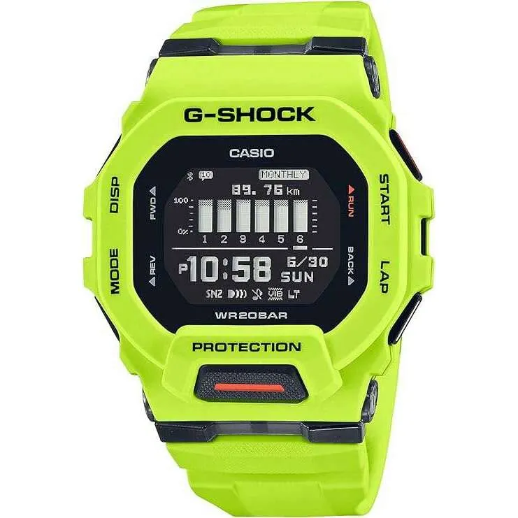 CASIO G-SHOCK DAY-DATE YELLOW RESIN STRAP DIGITAL DIAL MEN WATCH GBD-200-9JF