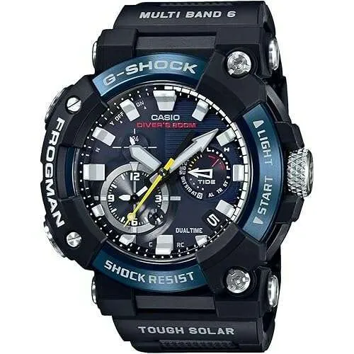 CASIO G-SHOCK FROGMAN BLUETOOTH RADIO SOLAR BLACK & BLUE MEN WATCH GWF-A1000C-1AJF