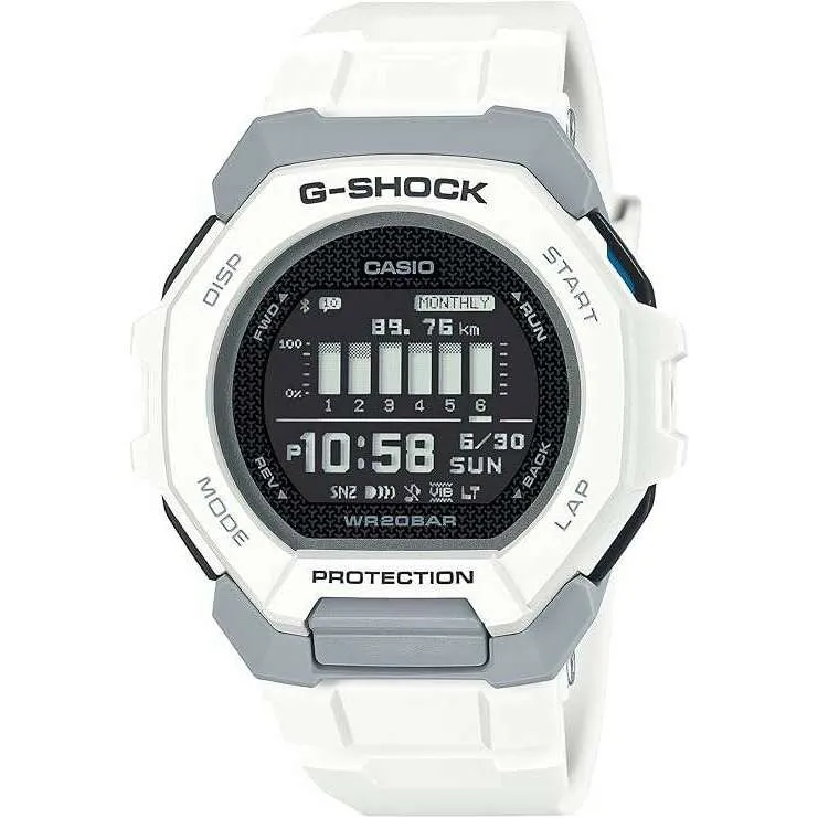 CASIO G-SHOCK G-SQUAD BLUETOOTH DAY-DATE DIGITAL WHITE MEN WATCH GBD-300-7JF