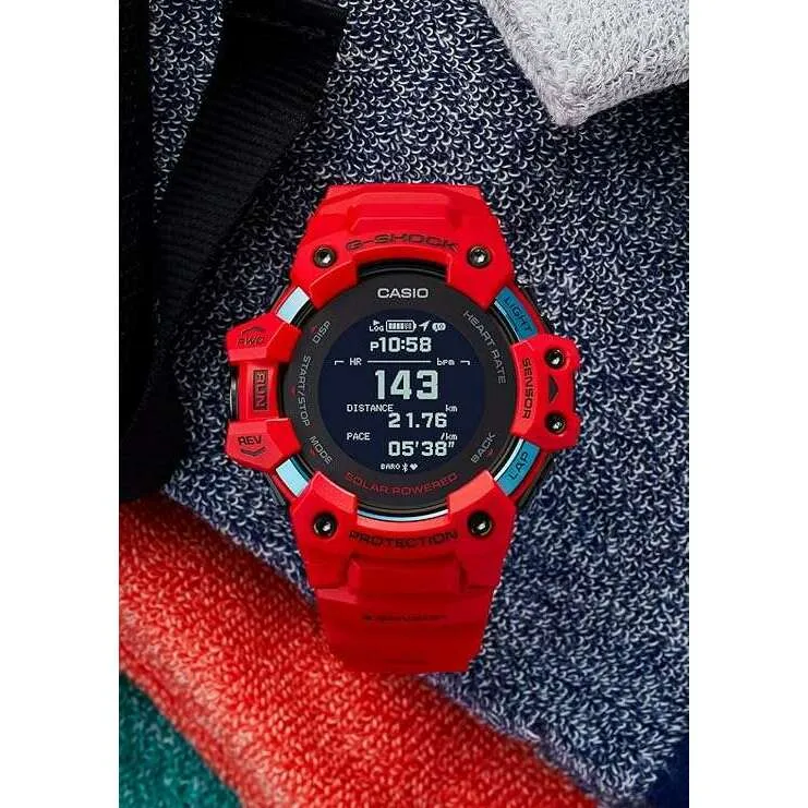 CASIO G-SHOCK G-SQUAD PEDOMETER SOLAR GPS DIGITAL RED MEN WATCH GBD-H1000-4JR