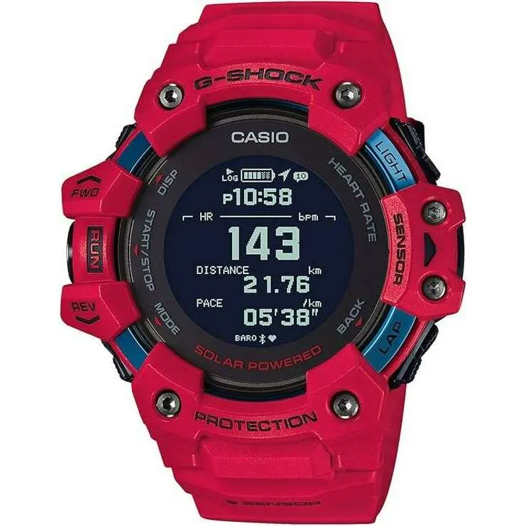 CASIO G-SHOCK G-SQUAD PEDOMETER SOLAR GPS DIGITAL RED MEN WATCH GBD-H1000-4JR