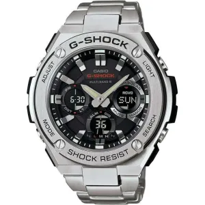 CASIO G-SHOCK G-STEEL RADIO SOLAR ANALOG DIGITAL DIAL SILVER MEN WATCH GST-W110D-1AJF