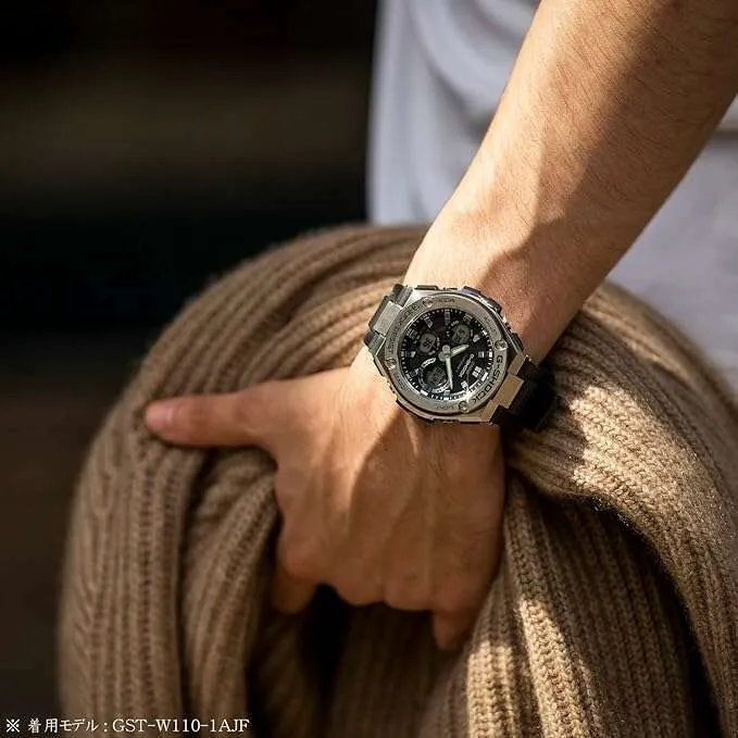 CASIO G-SHOCK G-STEEL RADIO SOLAR ANALOG DIGITAL DIAL SILVER MEN WATCH GST-W110D-1AJF