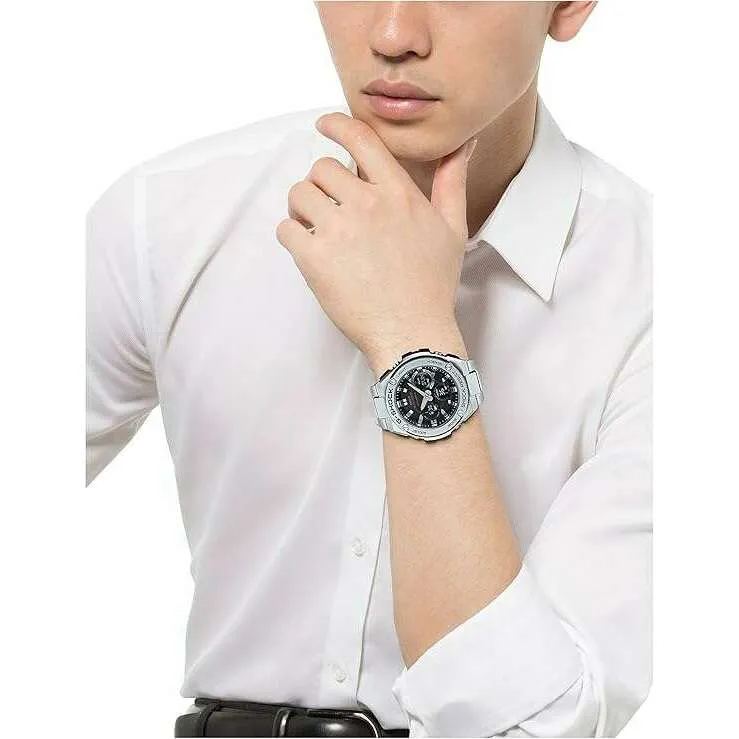 CASIO G-SHOCK G-STEEL RADIO SOLAR ANALOG DIGITAL DIAL SILVER MEN WATCH GST-W110D-1AJF