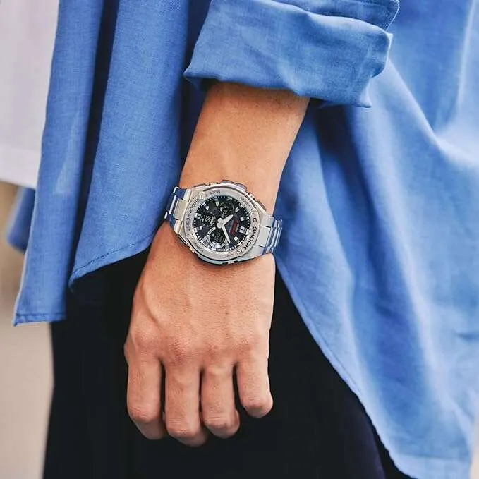 CASIO G-SHOCK G-STEEL RADIO SOLAR ANALOG DIGITAL DIAL SILVER MEN WATCH GST-W110D-1AJF