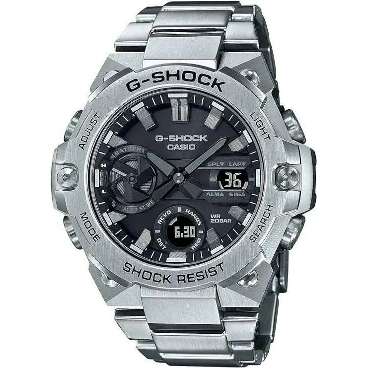 CASIO G-SHOCK G-STEEL SMARTPHONE LINKED ANALOG DIGITAL DIAL SILVER MEN WATCH GST-B400D-1AJF