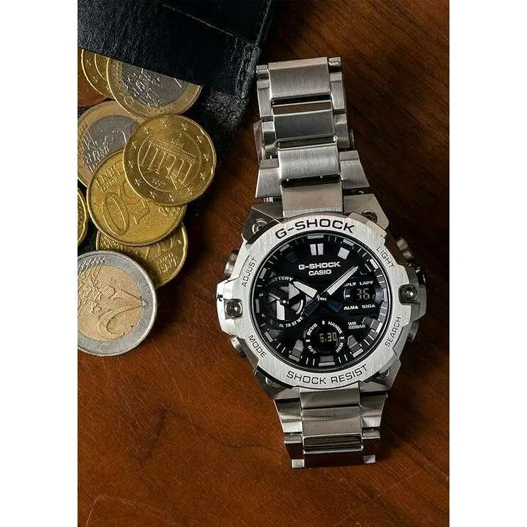 CASIO G-SHOCK G-STEEL SMARTPHONE LINKED ANALOG DIGITAL DIAL SILVER MEN WATCH GST-B400D-1AJF