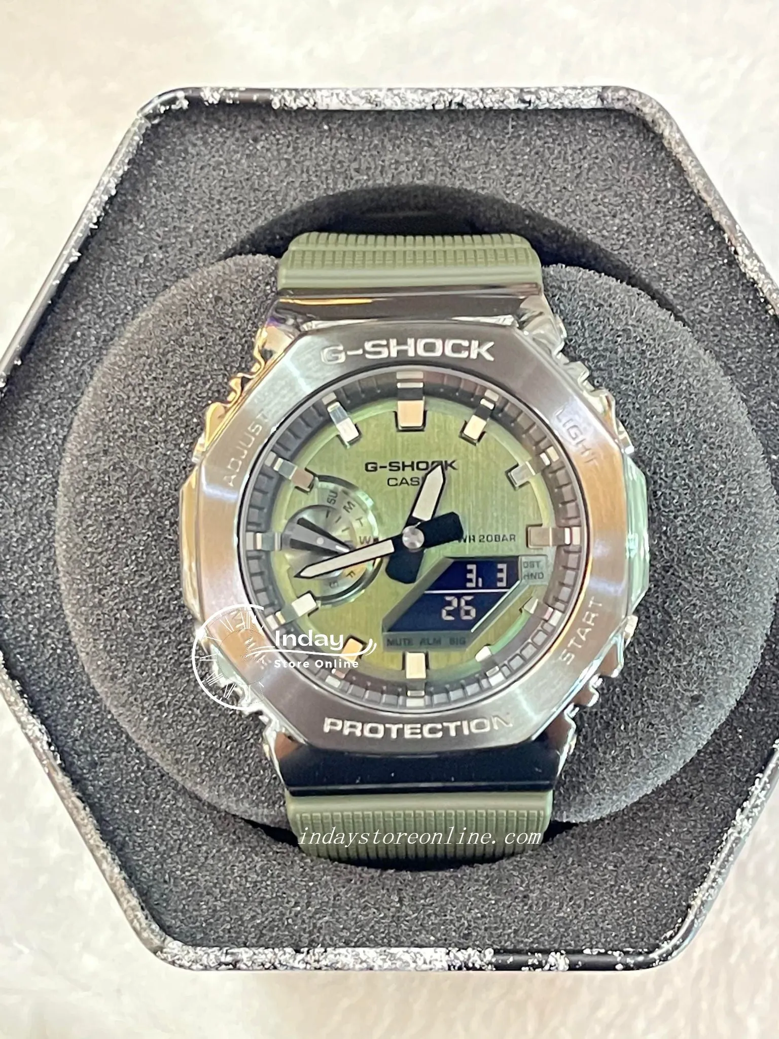 Casio G-Shock Men's Watch GM-2100B-3A Analog-Digital GM-2100 Series Resin Band Neobrite Shock Resistant Mineral Glass Gray ion Plated Bezel
