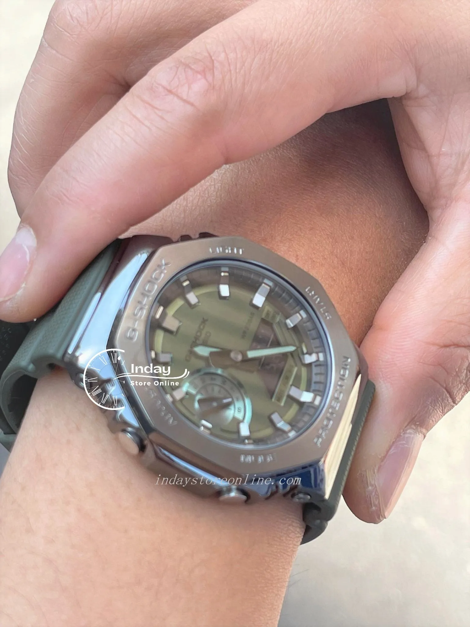 Casio G-Shock Men's Watch GM-2100B-3A Analog-Digital GM-2100 Series Resin Band Neobrite Shock Resistant Mineral Glass Gray ion Plated Bezel