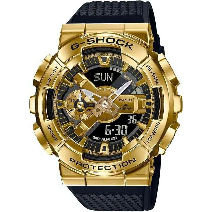 CASIO G-SHOCK METAL COVERED ANALOG DIGITAL BLACK & GOLD MEN WATCH GM-110G-1A9JF