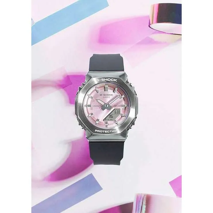 CASIO G-SHOCK METAL COVERED ANALOG DIGITAL BLACK & PINK LADIES WATCH GM-S2110-4AJF
