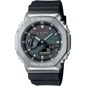 CASIO G-SHOCK METAL COVERED BLACK & SILVER MULTICOLORED DIAL MEN WATCH GM-2100RW-1AJF