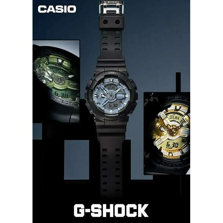 CASIO G-SHOCK METALLIC COLOR DIAL SERIES BLACK & ICE BLUE MEN WATCH GA-110CD-1A2JF