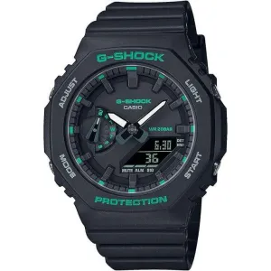 CASIO G-SHOCK MID-SIZE MODEL ANALOG DIGITAL BLACK & GREEN LADIES WATCH GMA-S2100GA-1AJF