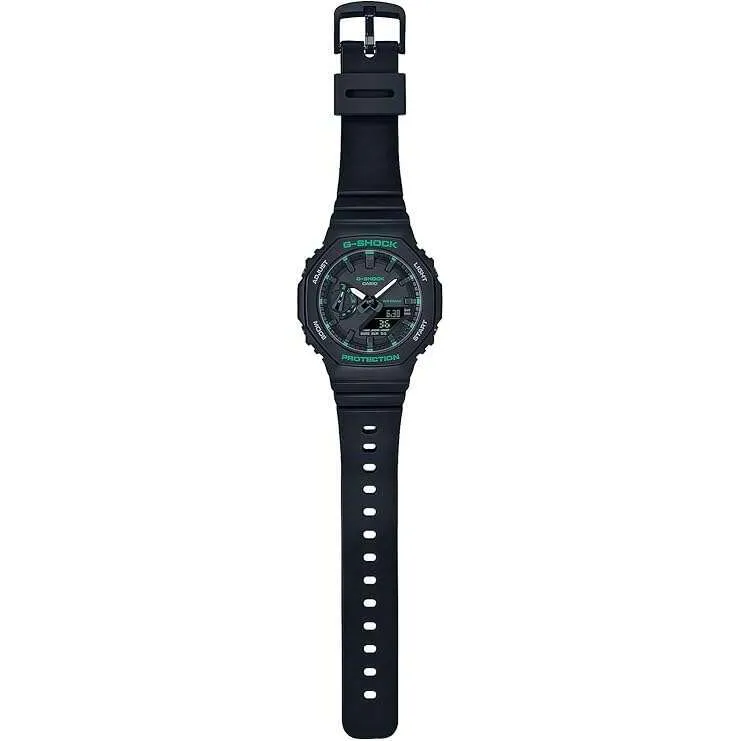 CASIO G-SHOCK MID-SIZE MODEL ANALOG DIGITAL BLACK & GREEN LADIES WATCH GMA-S2100GA-1AJF