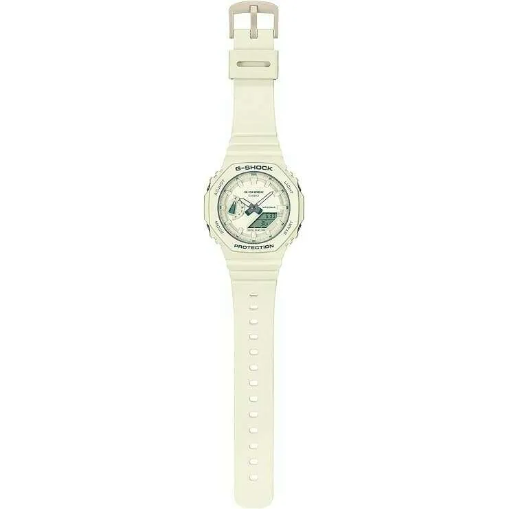 CASIO G-SHOCK MID-SIZE MODEL ANALOG DIGITAL WHITE & GREEN LADIES WATCH GMA-S2100GA-7AJF