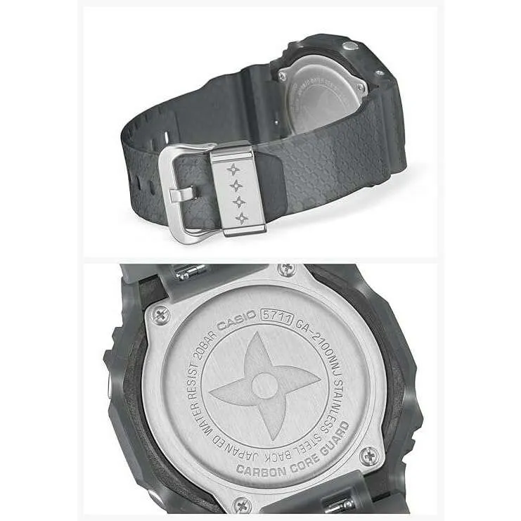 CASIO G-SHOCK NINJA MOTIF MODEL ANALOG DIGITAL DIAL GREY RESIN STRAP MEN WATCH GA-2100NNJ-8AJR