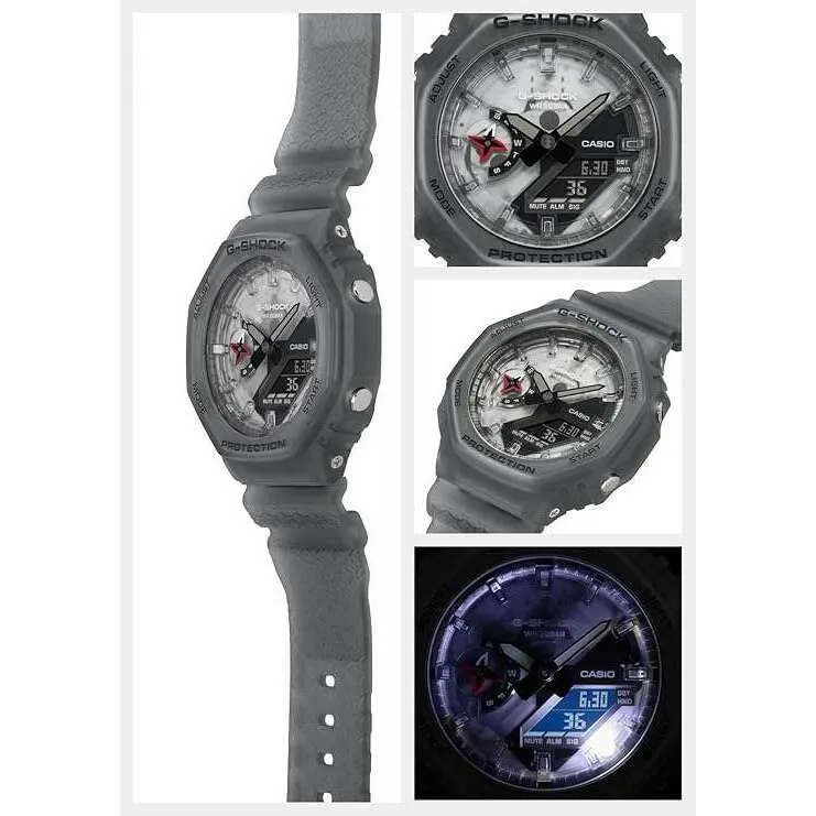 CASIO G-SHOCK NINJA MOTIF MODEL ANALOG DIGITAL DIAL GREY RESIN STRAP MEN WATCH GA-2100NNJ-8AJR