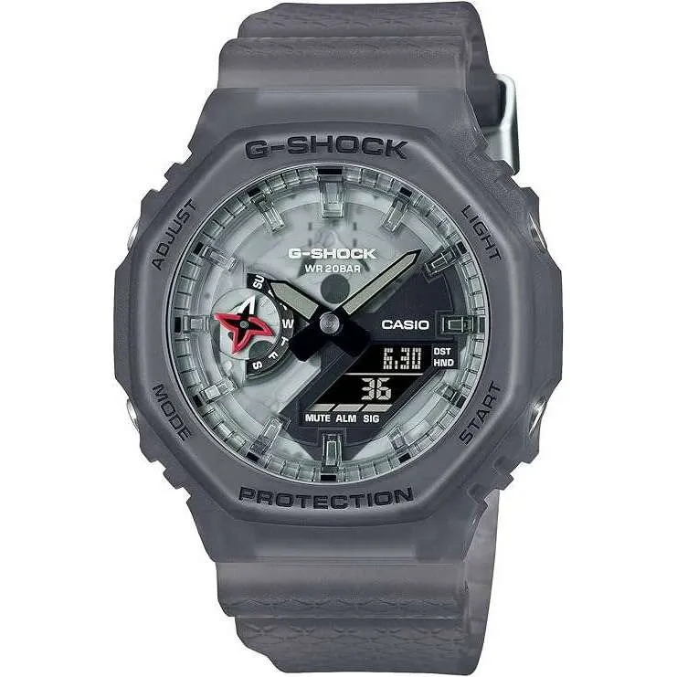 CASIO G-SHOCK NINJA MOTIF MODEL ANALOG DIGITAL DIAL GREY RESIN STRAP MEN WATCH GA-2100NNJ-8AJR
